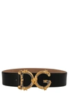 Dolce & Gabbana Baroque Dg Logo Leather Belt In Black