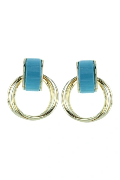 Olivia Welles Gatto Cat's Eye Hoop Earrings In Gold / Blue