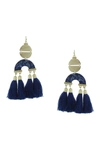 Olivia Welles Gabby Resin Tassel Drop Earrings In Gold / Blue