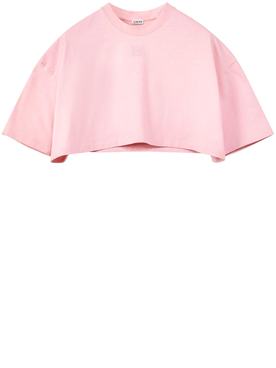 Loewe Pink Anagram-embroidery Cropped T-shirt