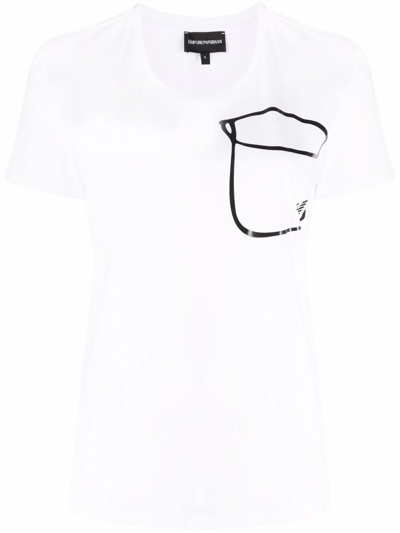 Emporio Armani Mercerised-jersey T-shirt With Trompe-l'ail Pocket In White
