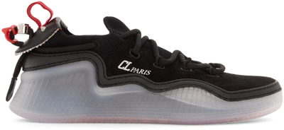 Christian Louboutin Men's Arpoador Mesh Drawstring Clear-sole Trainer Sneakers In Black