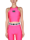 Versace Jeans Couture Top Shiny Lycra Sumatra In Pink