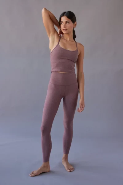 Beyond Yoga Caught In The Midi Space-dye High Waisted Legging In Taupe