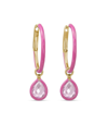 NINA RUNSDORF 18k Rose Gold Small Enamel Hoop Earrings With Topaz Flip Charms