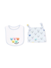 Moschino Teddy-bear Beanie And Bib Set In Blue