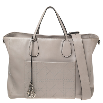 Pre-owned Dior Grey Leather Nappy Diaper Bag