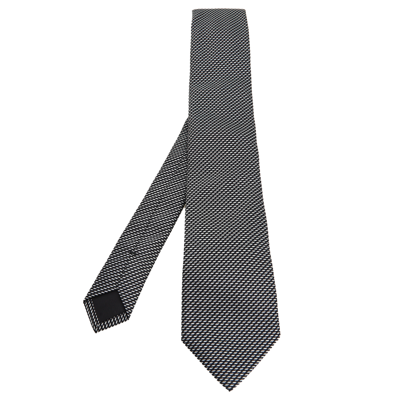 Pre-owned Boss By Hugo Boss Monochrome Patterned Silk Jacquard Tie In Black