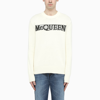 Alexander Mcqueen Cotton Sweater With Logo Embroidery In White
