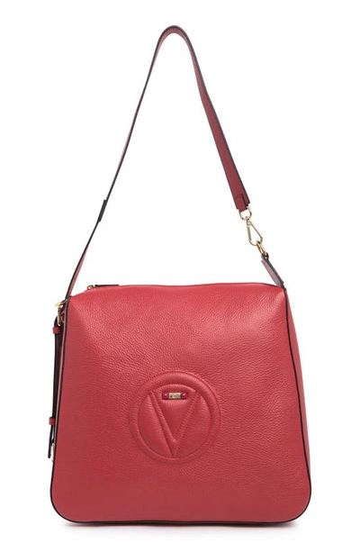 Valentino By Mario Valentino Audrey Convertible Leather Shoulder Bag In Lipstick Red