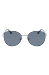 Cole Haan 56mm Polarized Round Sunglasses In Navy