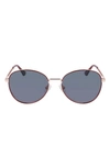 Cole Haan 56mm Polarized Round Sunglasses In Burgundy