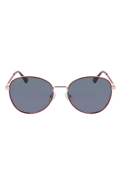 Cole Haan 56mm Polarized Round Sunglasses In Burgundy