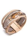 Saachi Nirvana Beaded Leather Bracelet In Taupe