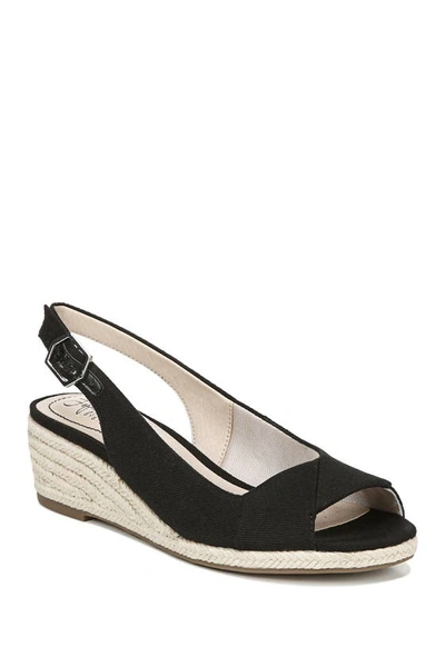 Lifestride Wide Width Socialite Espadrille Wedge Sandal In Black
