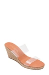 Andre Assous Anfisa Womens Leather Slip On Wedge Sandals In Clear