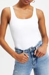 Good American Sleeveless Square Neck Tank Bodysuit In W001