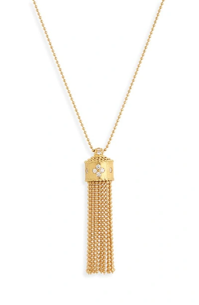 Roberto Coin Women's Princess 18k Yellow Gold & Diamond Tassel Pendant Necklace In White/gold