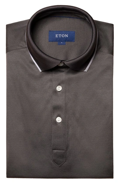 Eton Contemporary Fit Filo Di Scozia Short Sleeve Polo In Medium Gray
