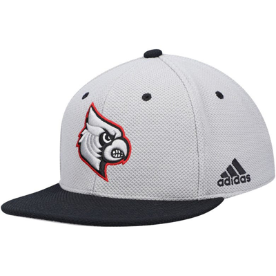 Adidas Originals Adidas Gray Louisville Cardinals On-field Baseball Fitted Hat In Gray,black