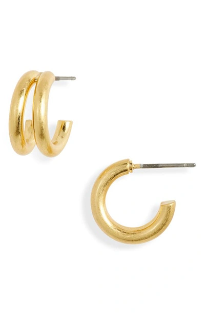 Madewell Split Mini Hoop Earrings In Vintage Gold