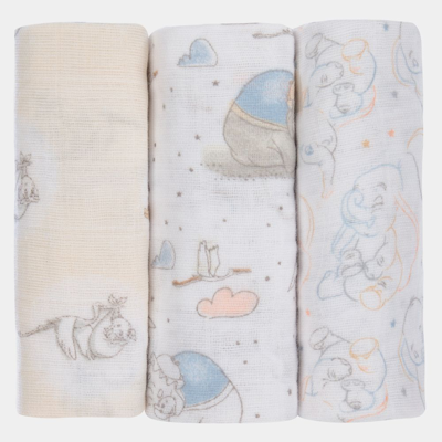 Aden + Anais Babies'  Disney Muslin Cloths (3 Pack) In White