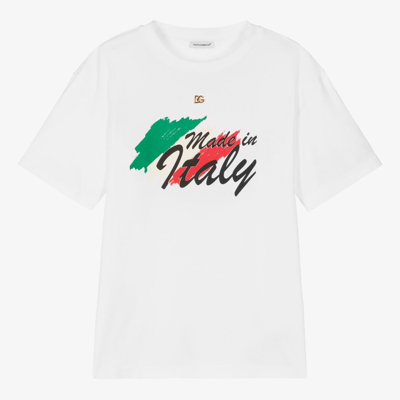 Dolce & Gabbana Teen Boys Italy Dg T-shirt In White