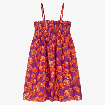 Dolce & Gabbana Girls Teen Purple & Red Poppy Dress