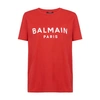 Balmain Cotton T-shirt With Print In Mbd Rouge Blanc