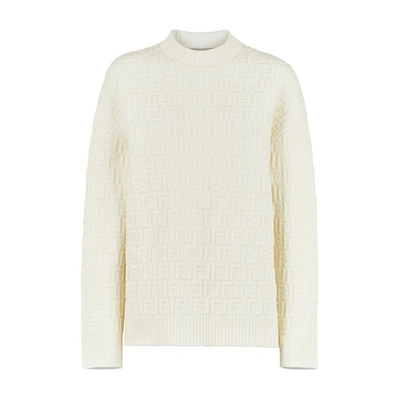 Fendi All-over Ff Motif Embossed Pullover In White