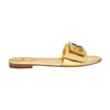 Fendi Baguette Metallic Leather Sandals In Or