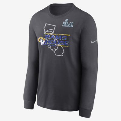 Nike Men's Super Bowl Lvi Champions Hometown (nfl Los Angeles Rams) Long-sleeve T-shirt In Grey