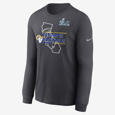 Nike Men's Super Bowl Lvi Champions Hometown (nfl Los Angeles Rams) Long-sleeve T-shirt In Anthracite