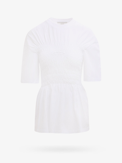 Stella Mccartney Shirred Cotton-jersey T-shirt In White