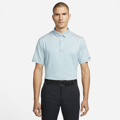 Nike Dri-fit Player Men's Striped Golf Polo In Bright Spruce,pure,brushed Silver