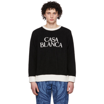 Casablanca Embroidered Logo Terry Cloth Sweatshirt In Black