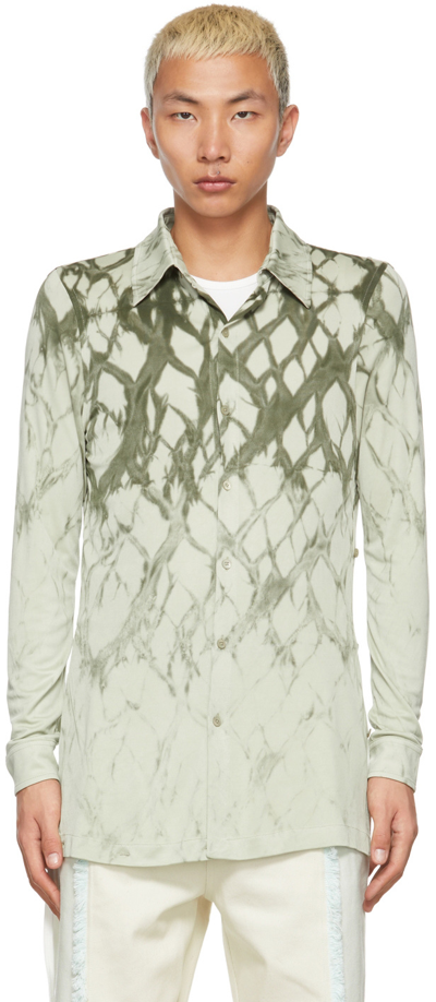Dion Lee Shibori Print Viscose & Silk Shirt In Moss