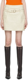 Saks Potts New York Crocodile-embossed Leather Mini Skirt In Vanilla Croco