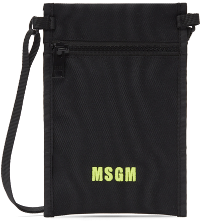 Msgm Black Canvas Messenger Bag In 99 Black