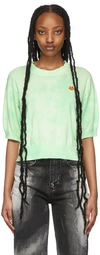 Kenzo Green Tie-dye Tiger Crest Short Sleeve Sweater In 47 Almond Green