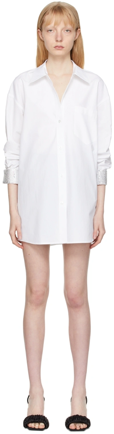 Alexander Wang Crystal Cuff Button Down In Cotton Poplin In White