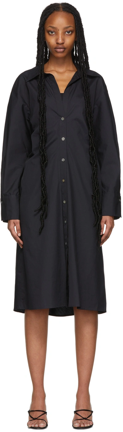 VINCE NAVY FITTED SHIRT DRESS
