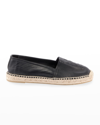 Saint Laurent Logo-embossed Leather Espadrilles In Black