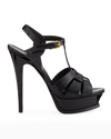 Saint Laurent Tribute Black Sandals With Platform In Patent Leather Woman In Black