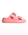 Alexander Mcqueen Oversized Double-buckle Sandals In Coral Silver