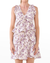 Endless Rose Floral Sleeveless Ruffle Minidress In Beige