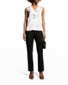 Misook Cascading Lapel Sleeveless Top In Wht