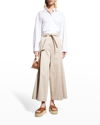 Max Mara Xavier Striped Wide-leg Ankle Trousers In Terra Cotta