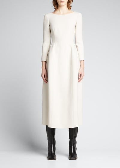 The Row Lilibet Fit-&-flare Midi Dress In Ivory