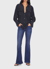 Frame Boyfriend Silk Blouse In Noir